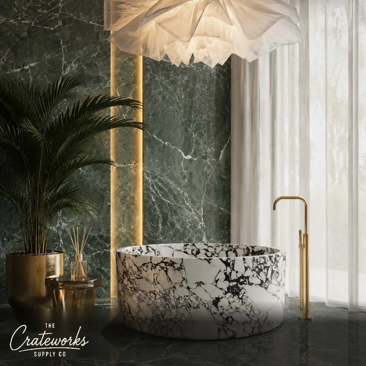 Marble tub in Calacatta Monet (150 cm)