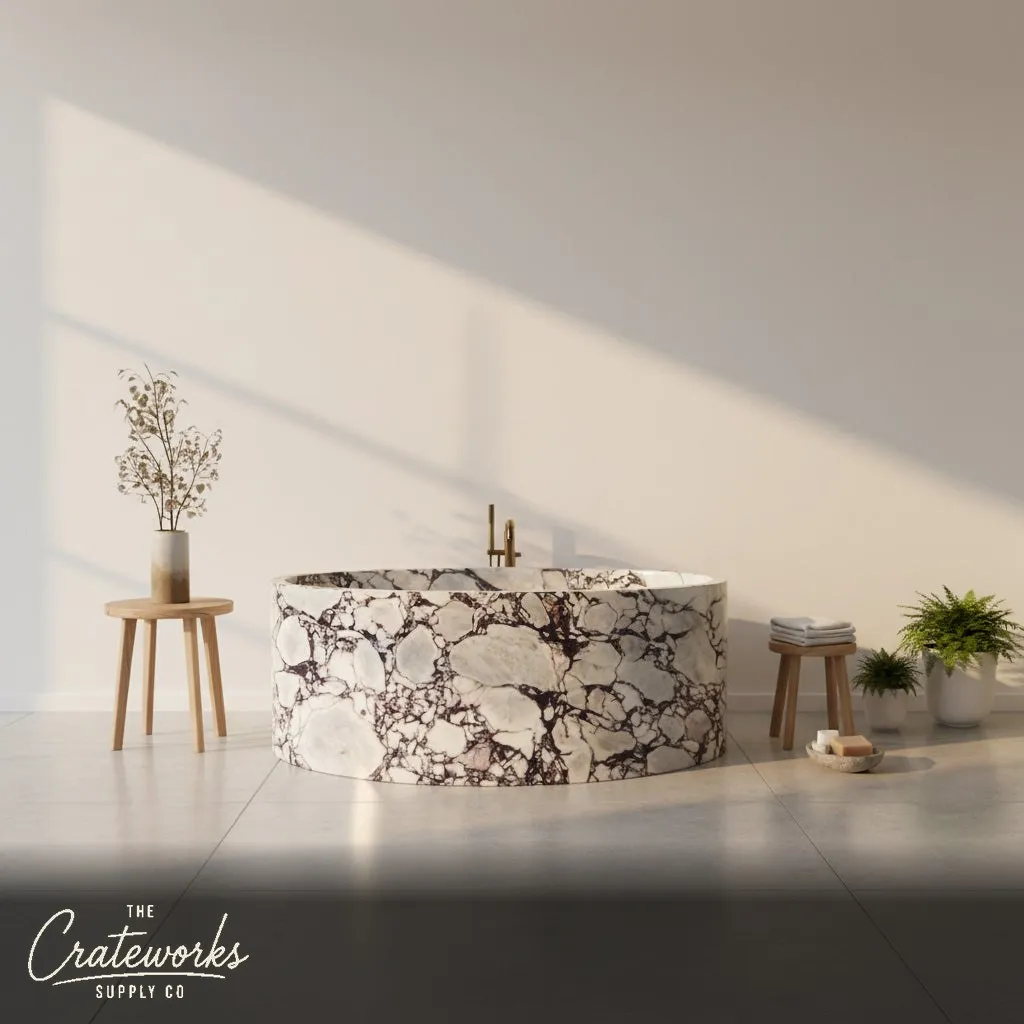 Calacatta Viola Marble Soaking Tub - Luxury Freestanding Bathtub