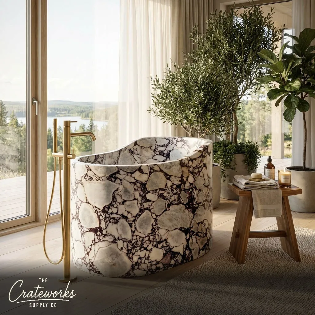 Exquisite Calacatta Viola Marble Soaking Tub for Luxury Bathrooms