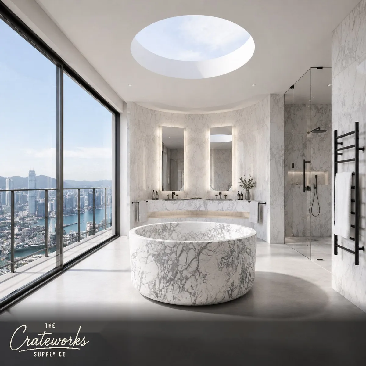Marble bathtub Carved from Calacatta White Marble