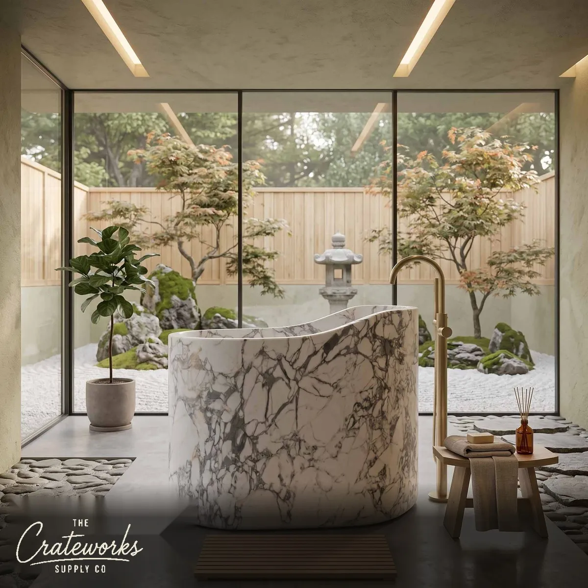 Stone tubs Carved from Calacatta White Marble