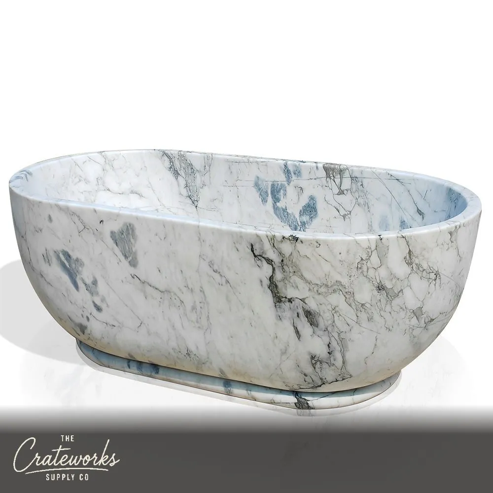White marble bathtub oval shape for sale, now in stock and ready to transform your bathroom