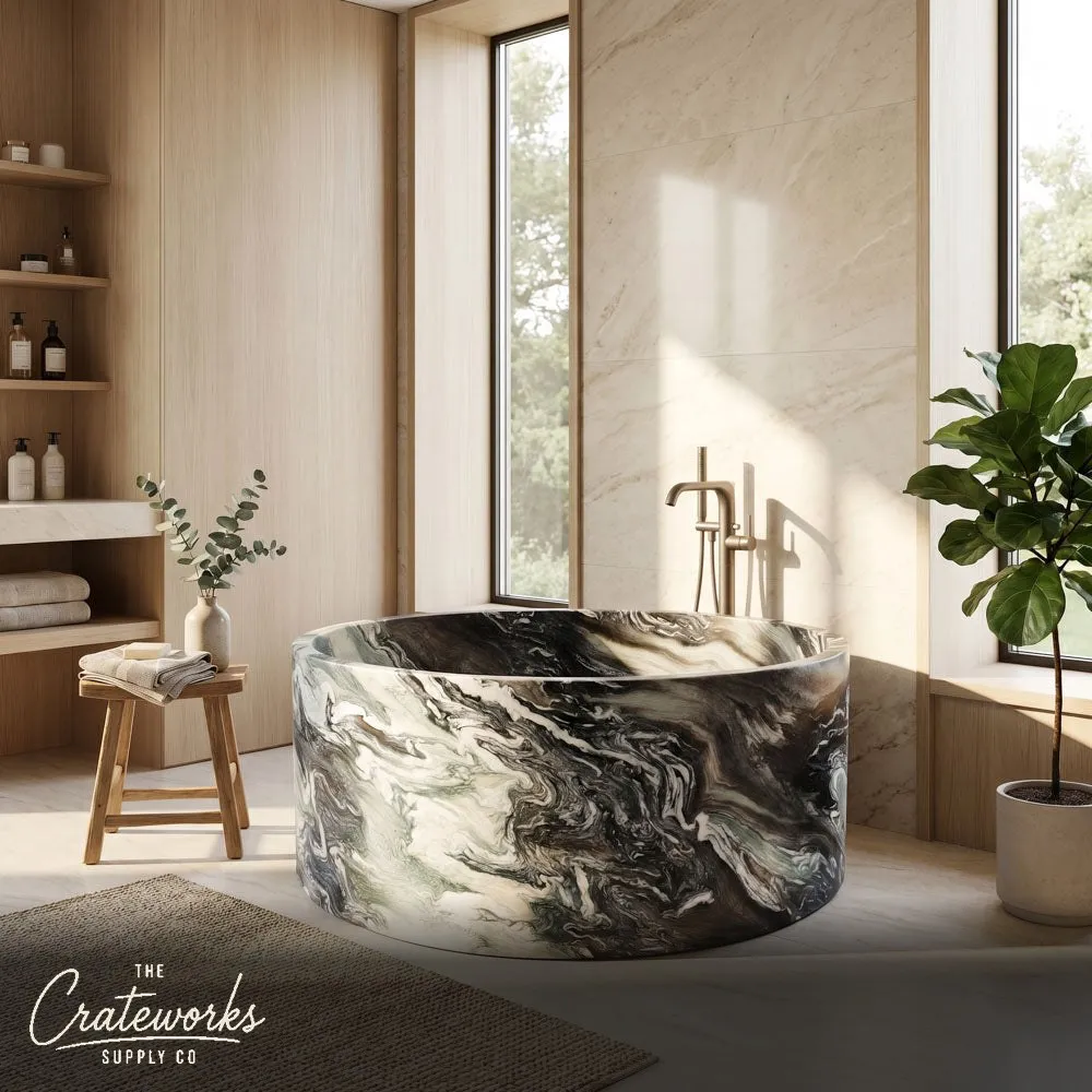 Cipollino Ondulato Marble Soaking Tub - Polished Luxury Bathtub