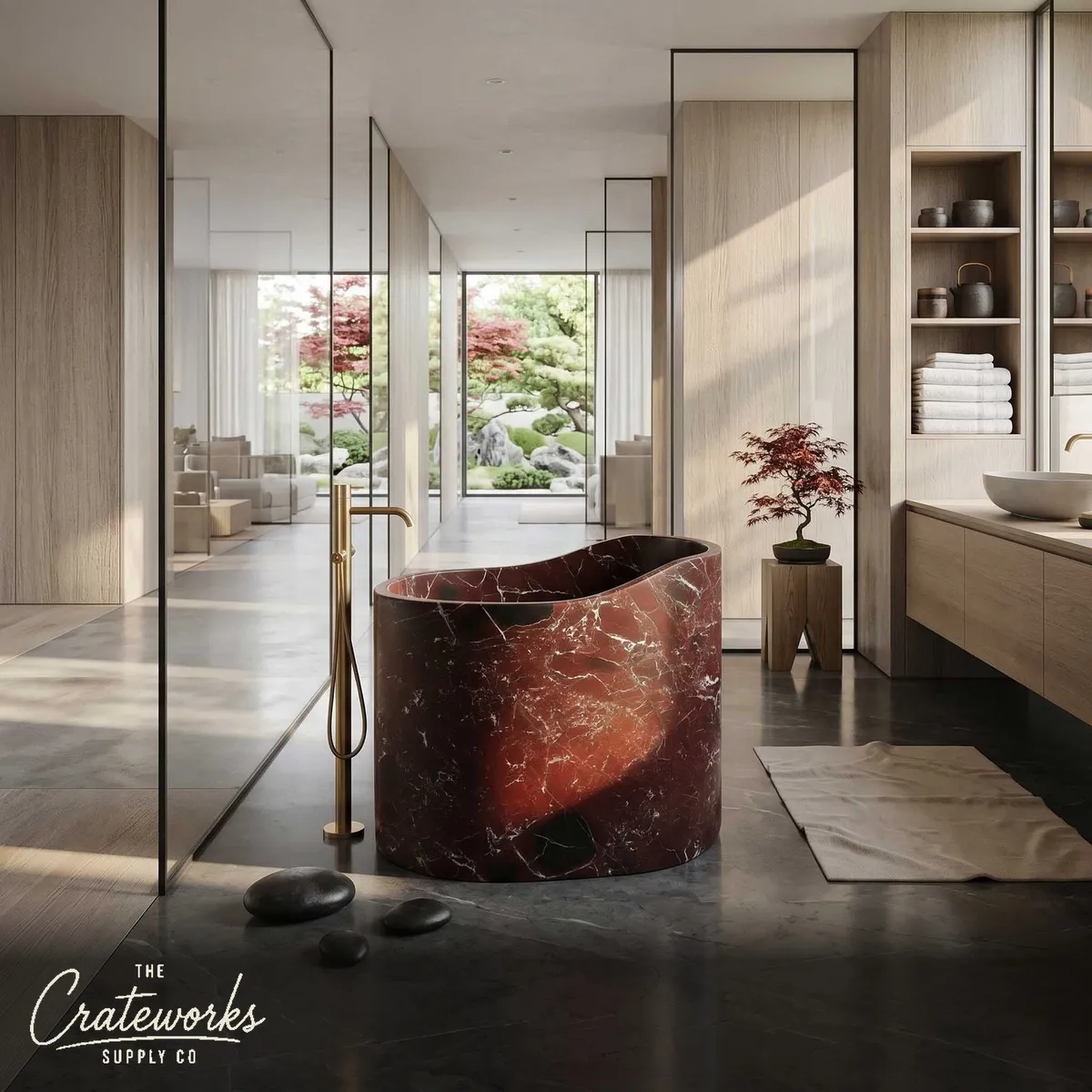 Luxury Rosso Lepanto Marble Freestanding Bathtub (Rosso Levanto)