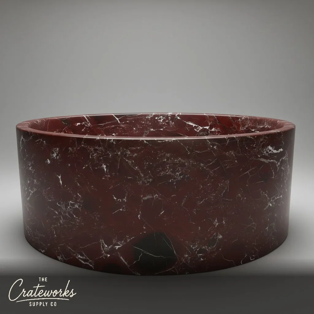 Rosso Lepanto Round Freestanding Marble Bathtub