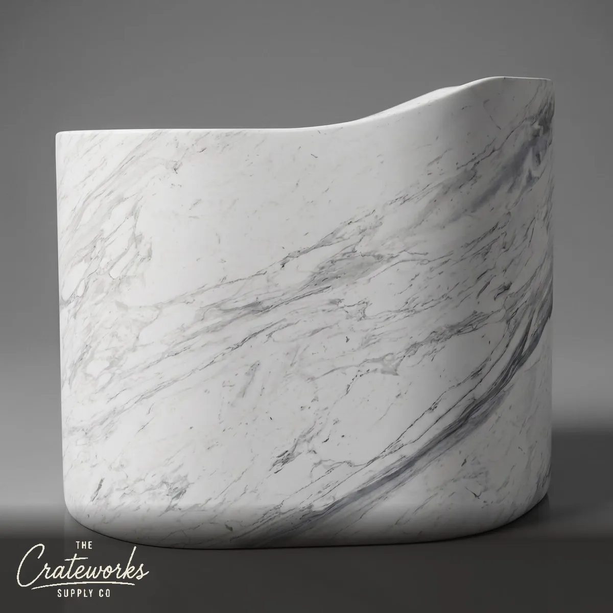Marble bathtub — Asymmetrical curved design — 47 Inch Length — Volakas Marble
