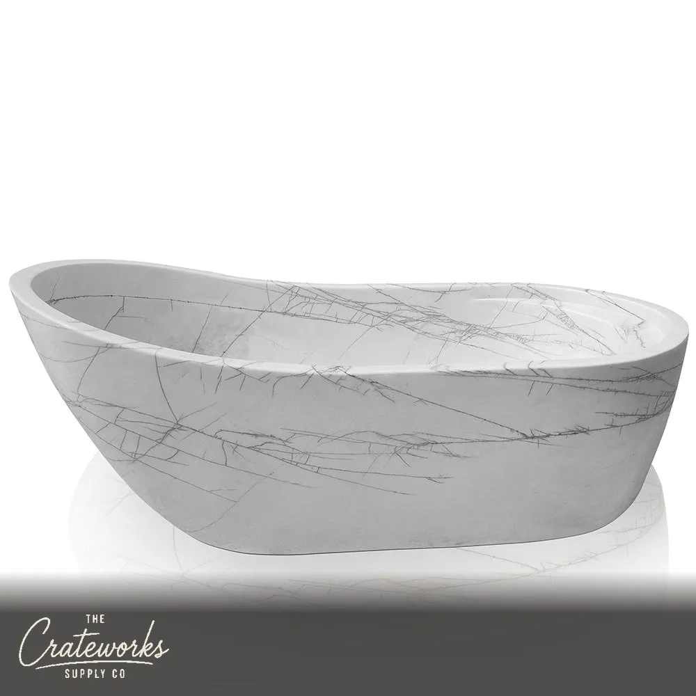 White marble tub with light veins - customized large soaking tub perfect for bathroom decor