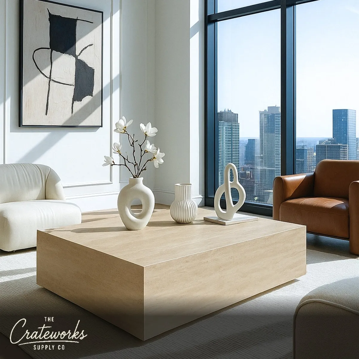 Cream Marble Coffee Table Beige Travertine