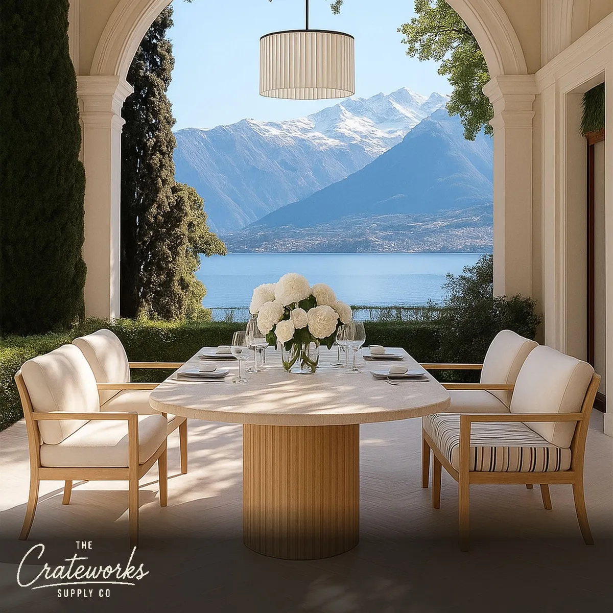 Over Marble Dining Table Beige Travertine