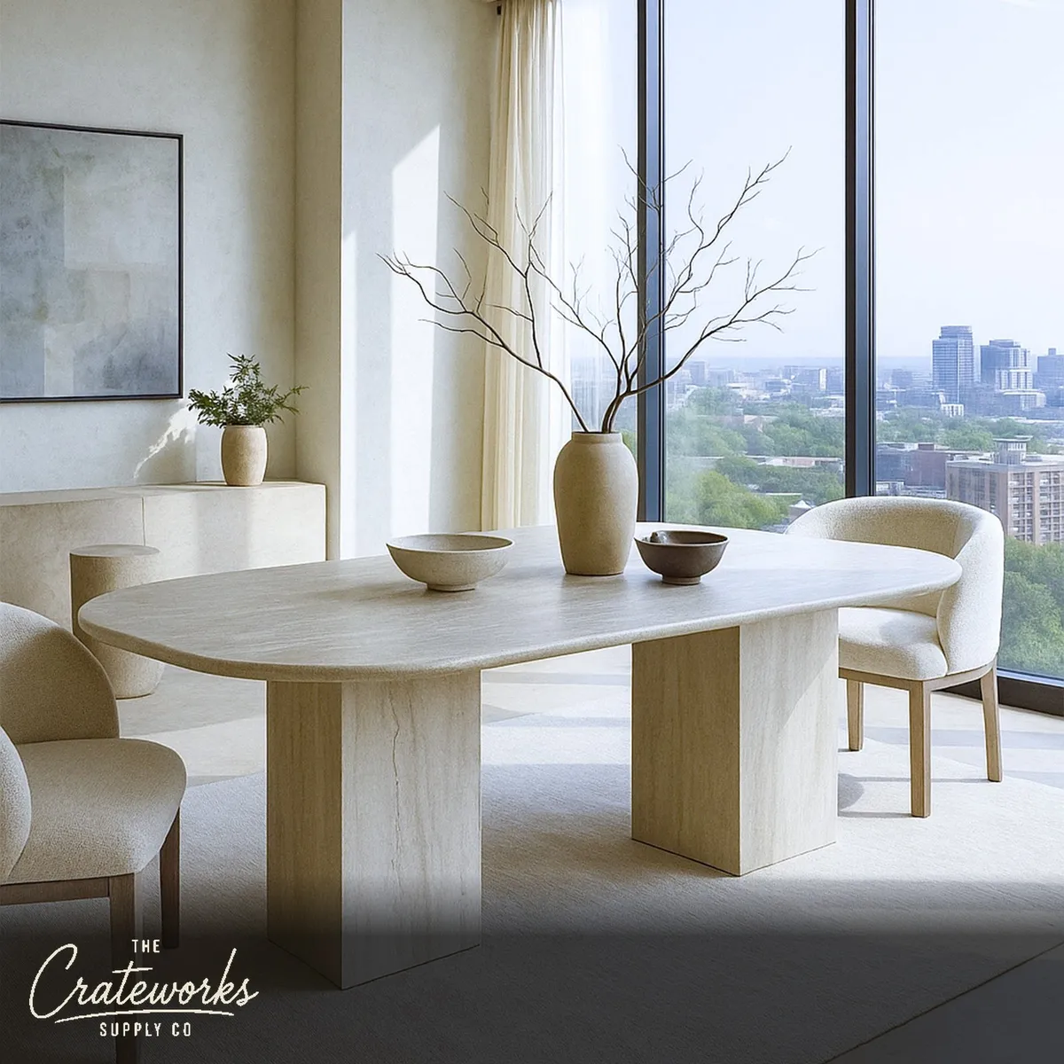 Two Meter Large Marble Table Beige Travertine In Stock Free Delivery