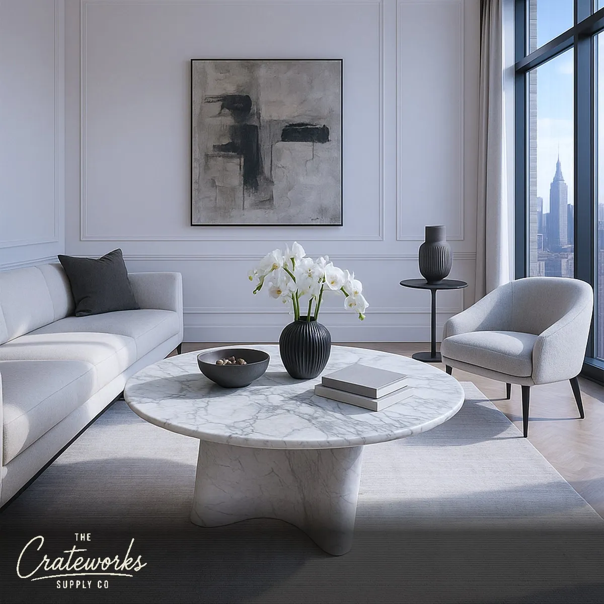 Marble Pedestal Table Carrara
