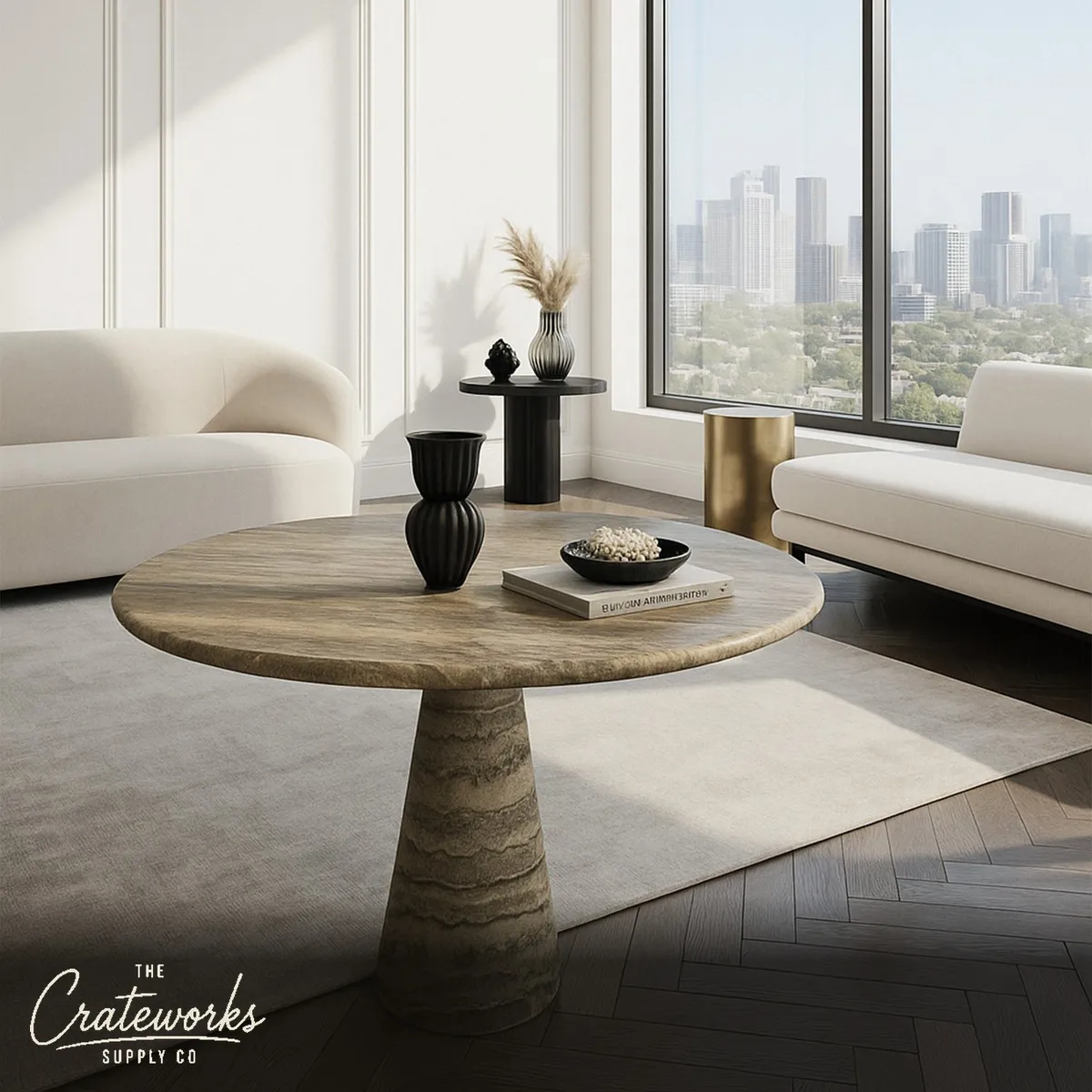 Marble Tulip Table Silver Travertine