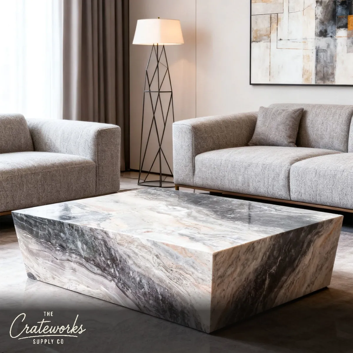 Venice Brown Solid Marble Coffee Table