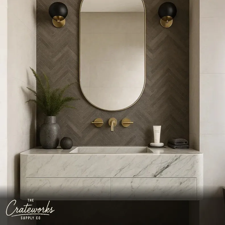Floating Marble Sink with drawer 60 Inch Italy Carrara Marble