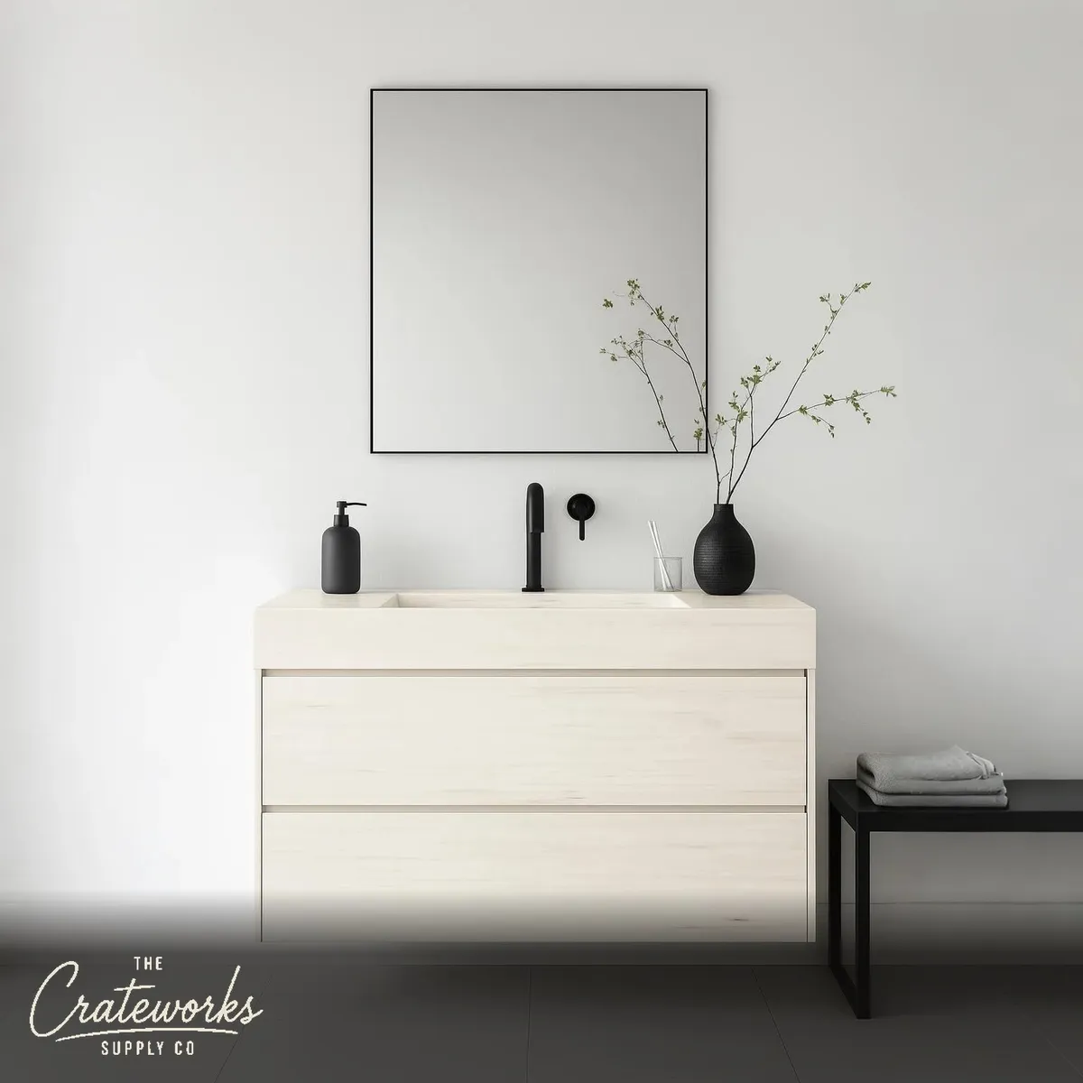 Premium Marble Vanity with Drawer and Sink - Italy Duna White Marble