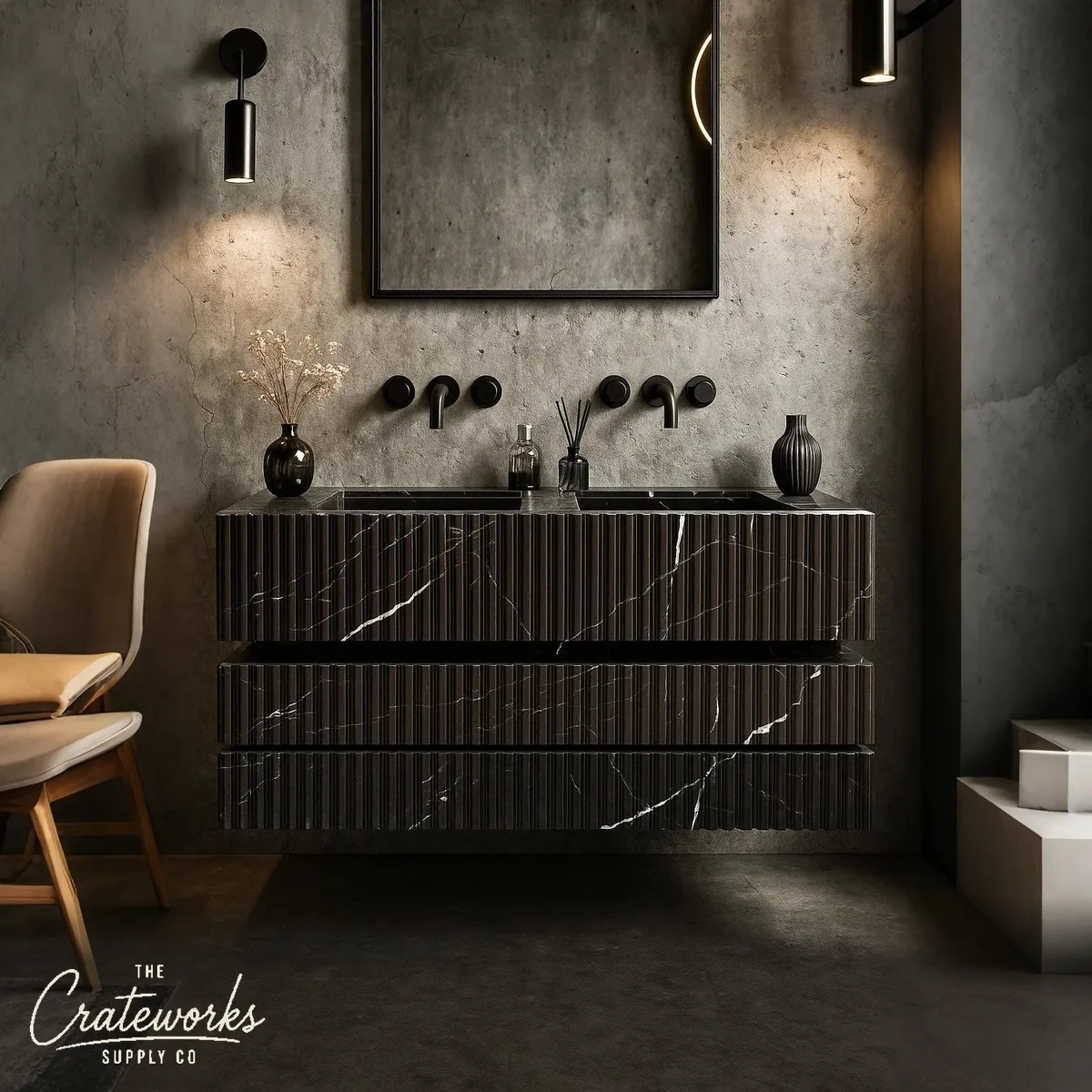 Black Marble Vanity Tops With Custom Drawer Nero Marquina
