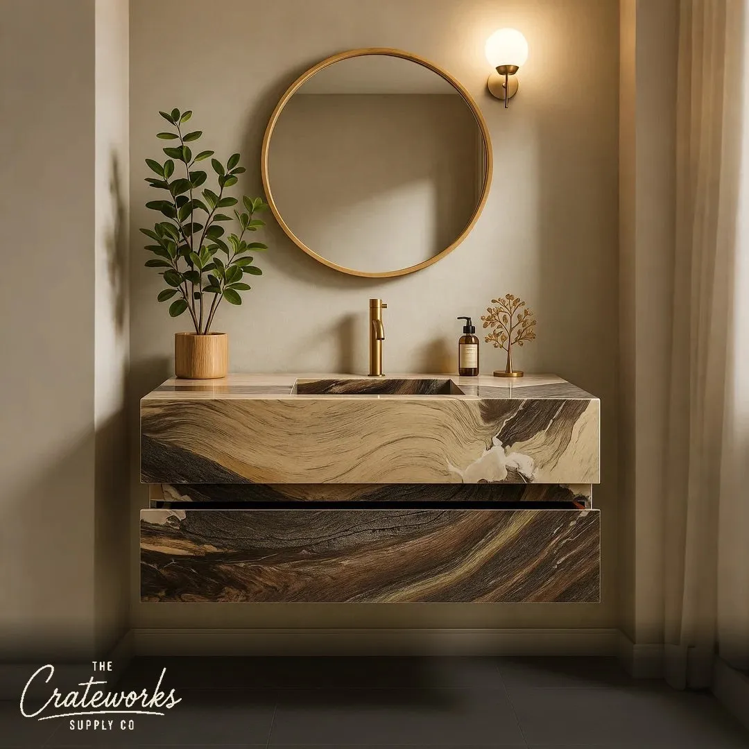Marble Top Floating Vanity with drawer