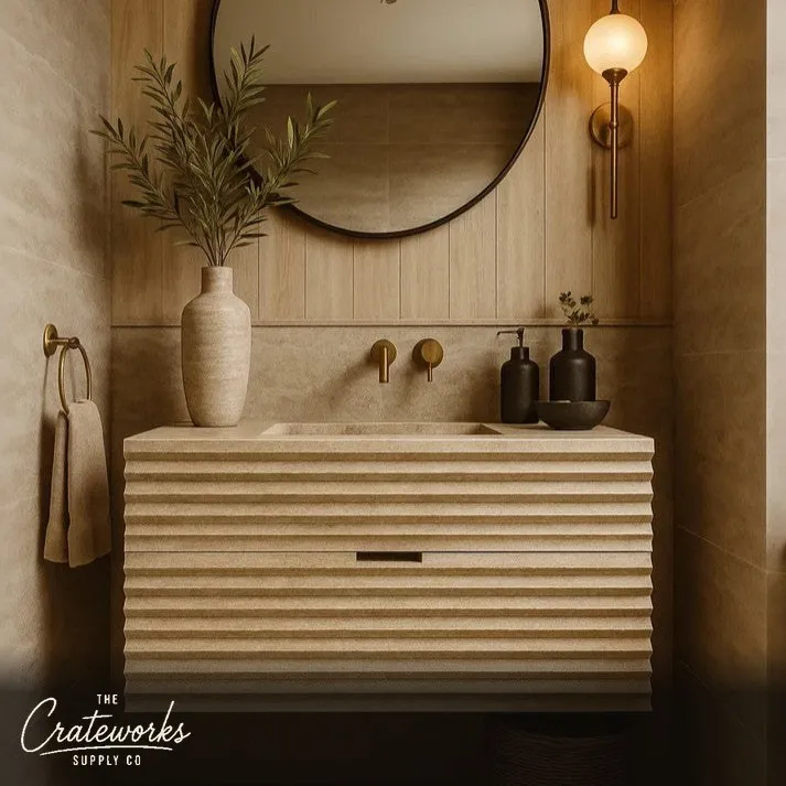 Travertine bathroom Vanity 24 Inch with custom drawer