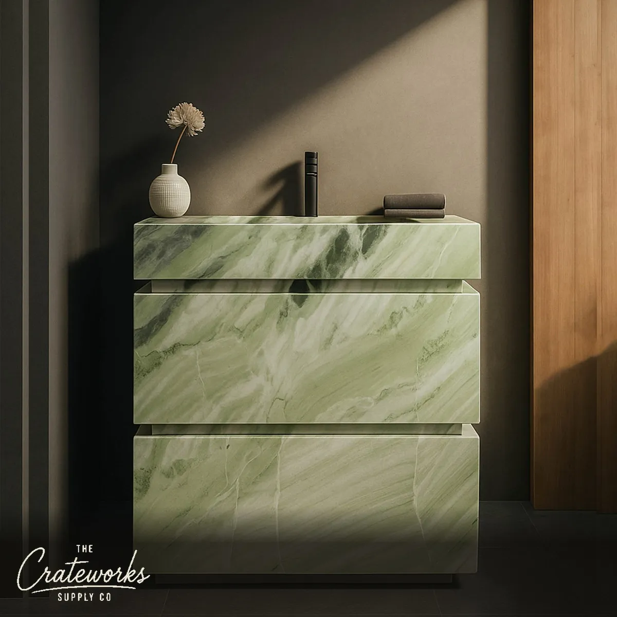 Designer Marble Vanity Unit — Luxury Shangri-la Jade 35.34" Tall