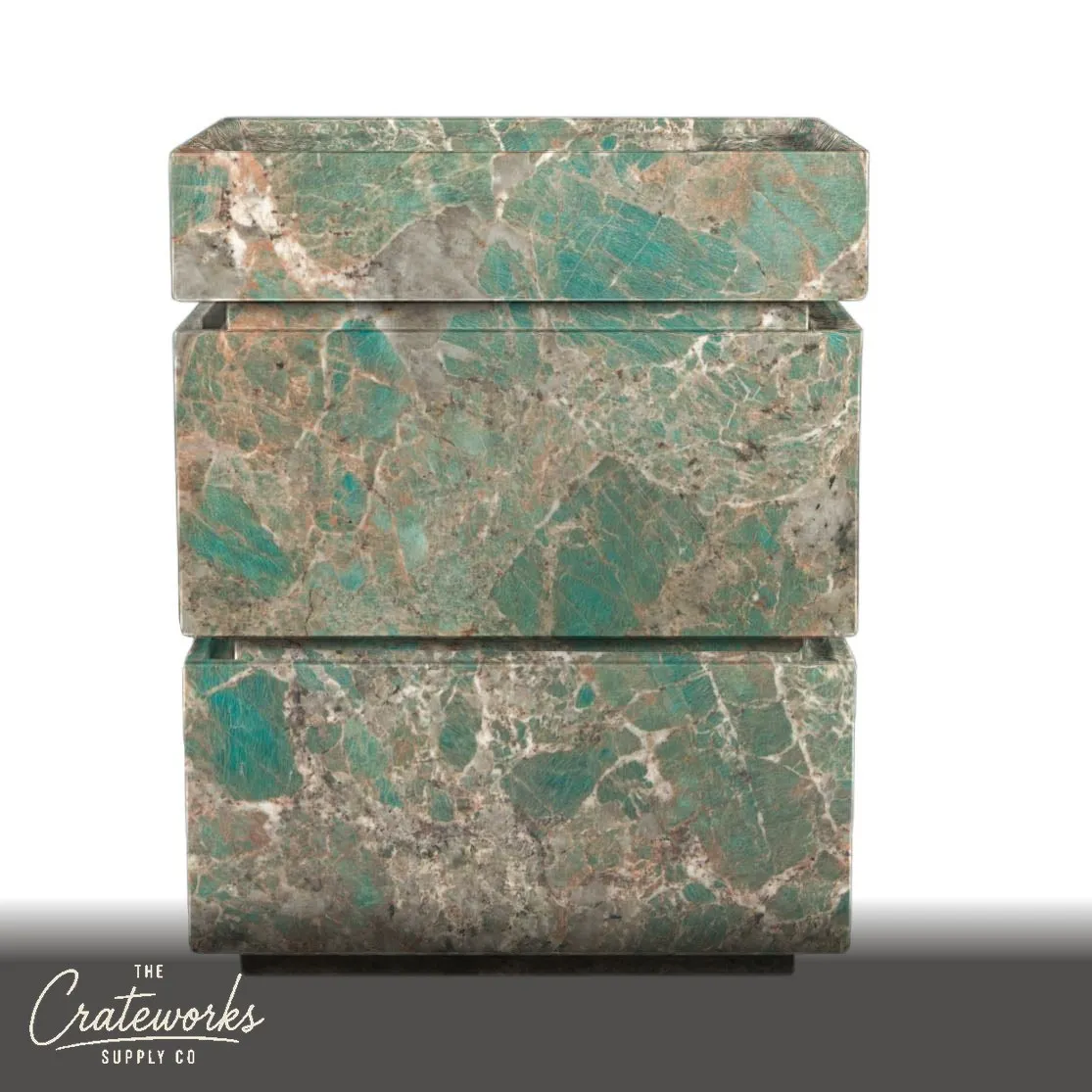 Custom Marble Vanity Unit — Luxury Turquoise Marble 35.34" Tall