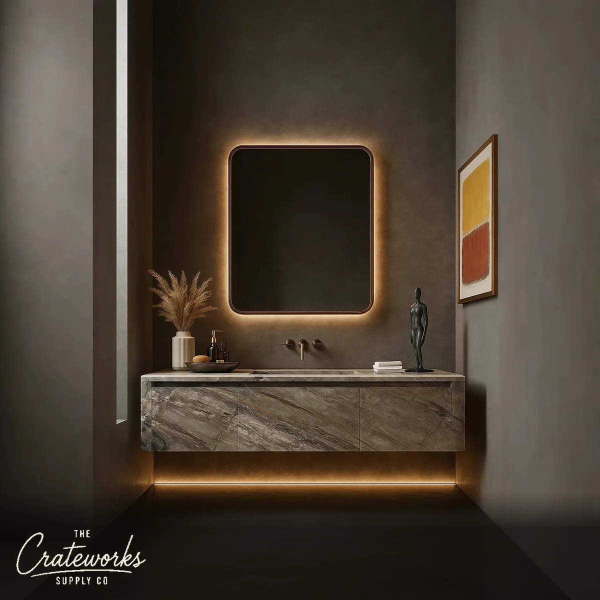 Floating Marble Vanity with custom drawers