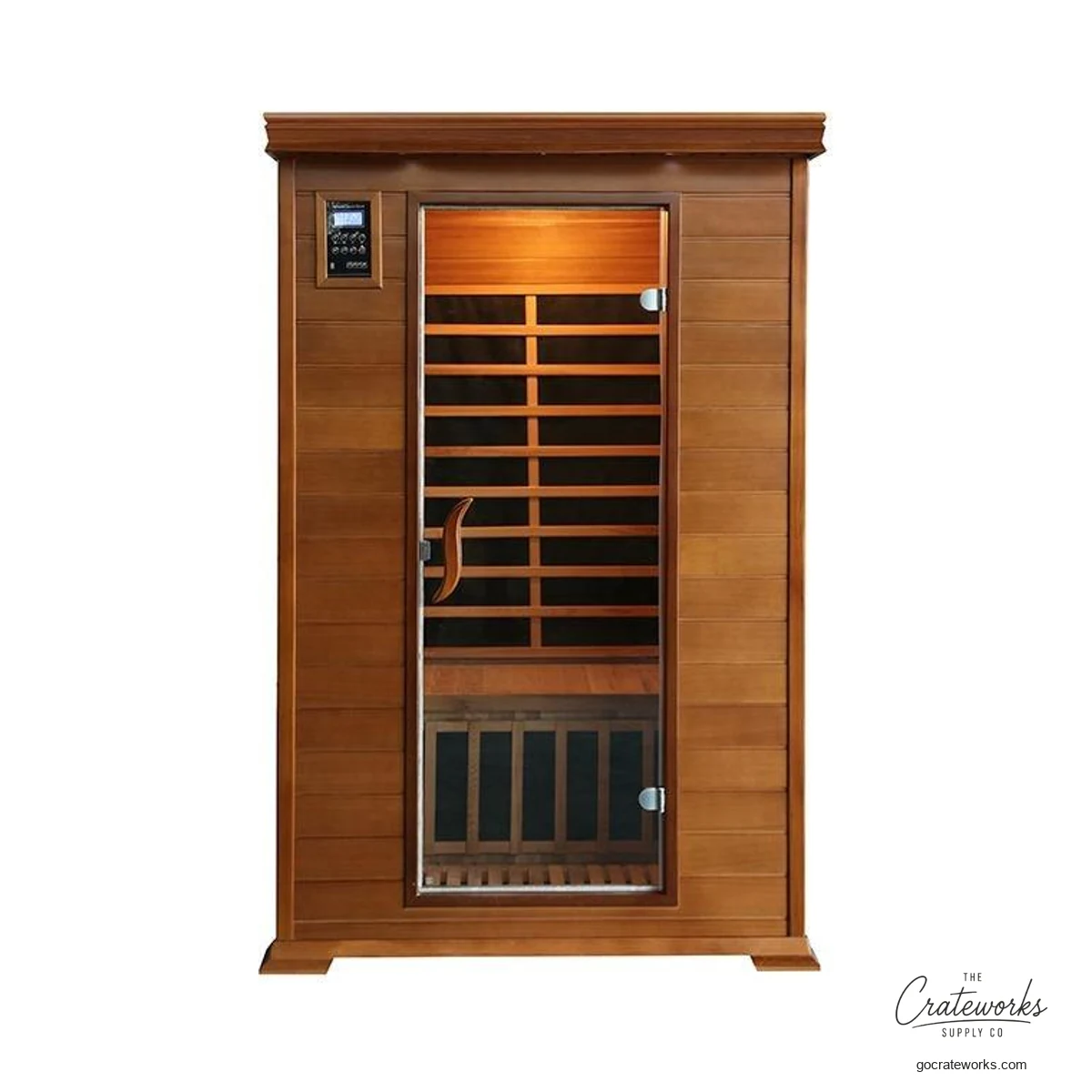 Indoor Infrared Sauna, Cedar Slat Door