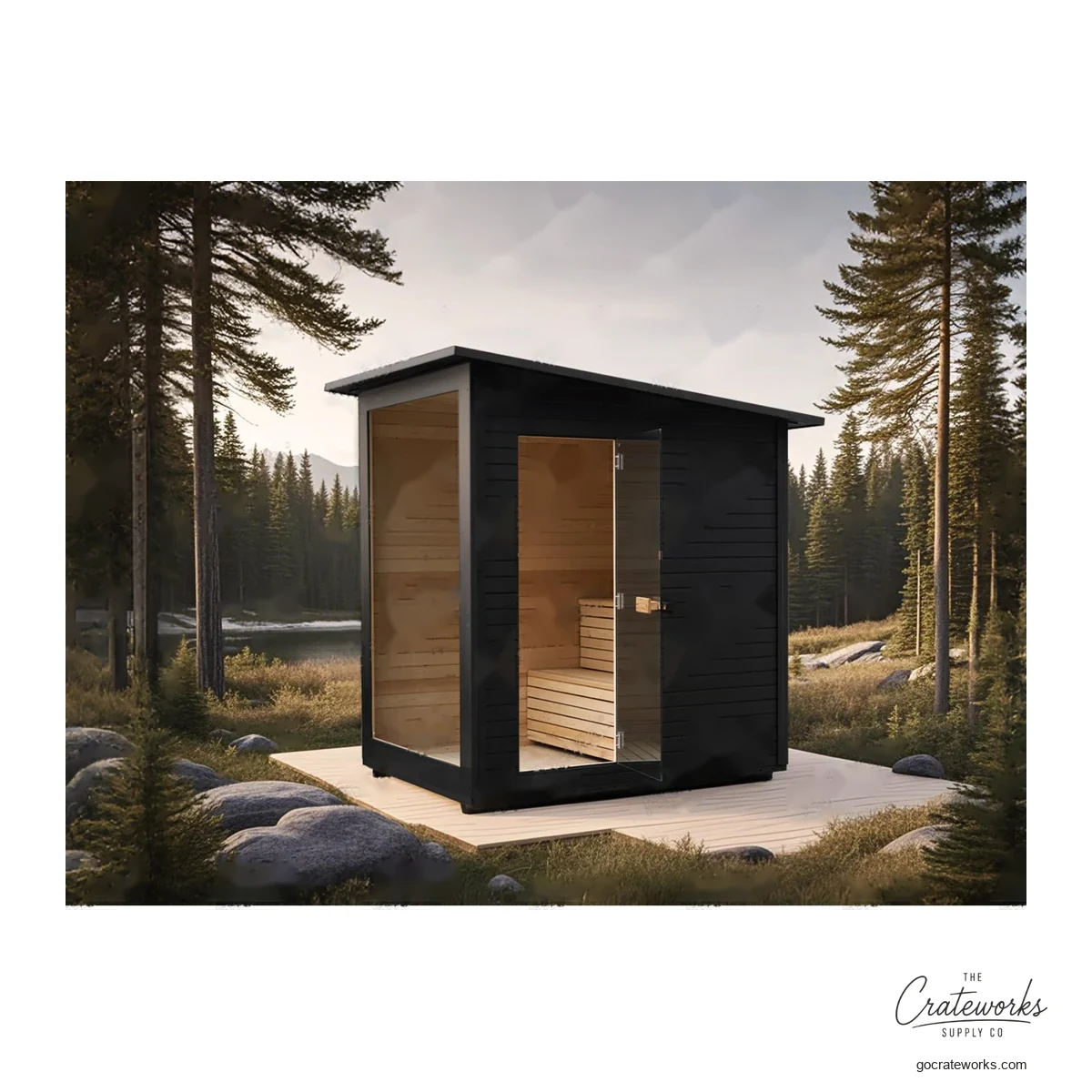 Corner-Window Modern Sauna Cabin
