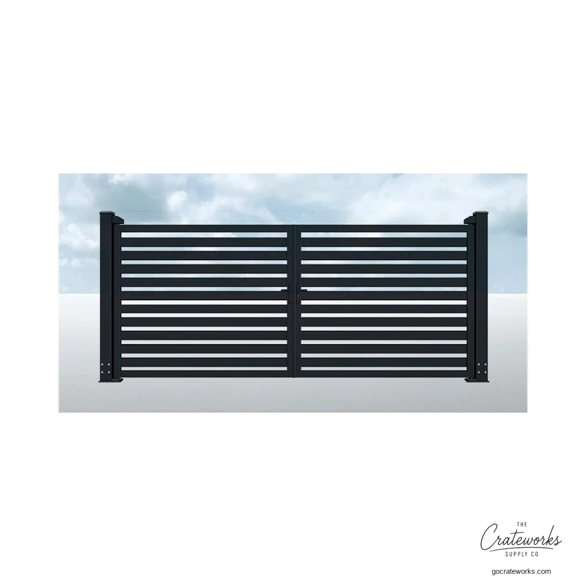 Aluminum Open-Slat Double-Swing Gate