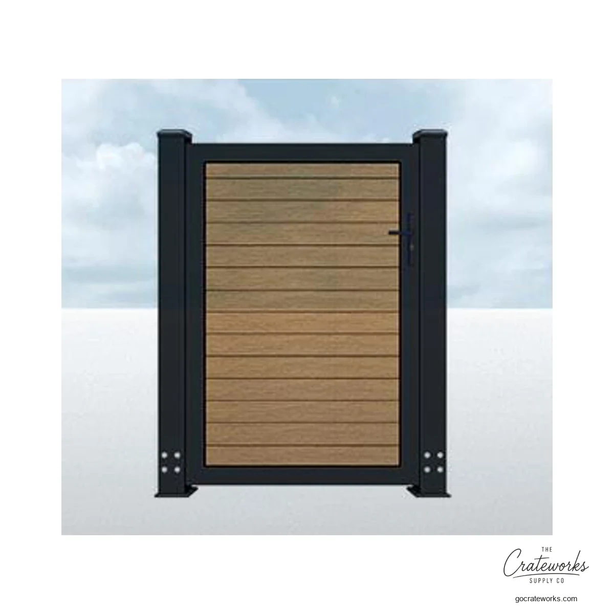 Wood-Look Pedestrian Gate, Taupe
