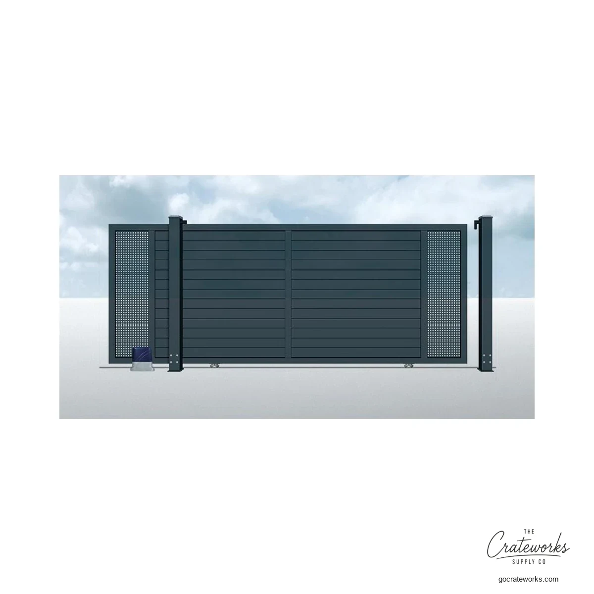 Aluminum Track-Sliding Gate with Mesh End Panels