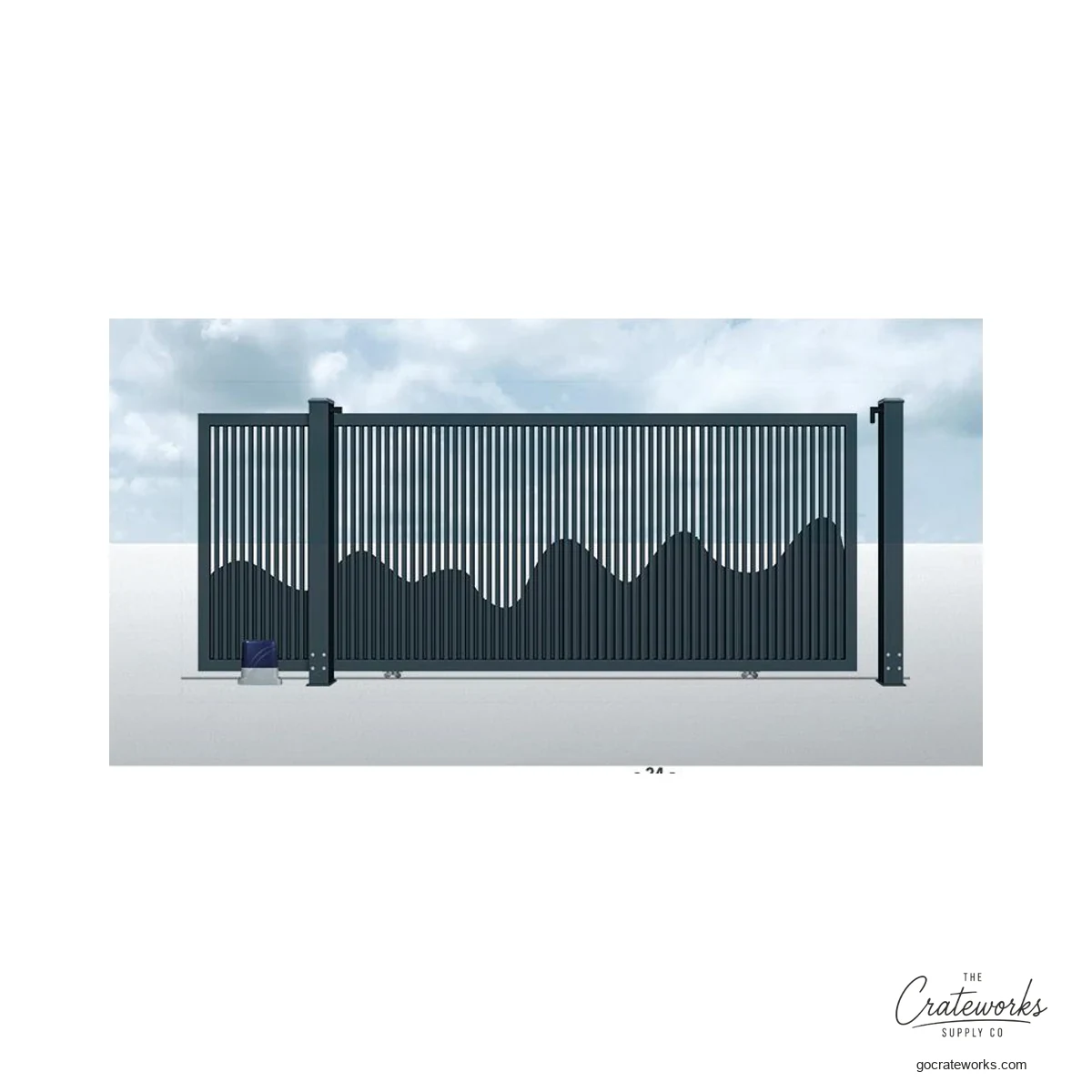 Aluminum Picket Track-Sliding Gate with Scalloped Base