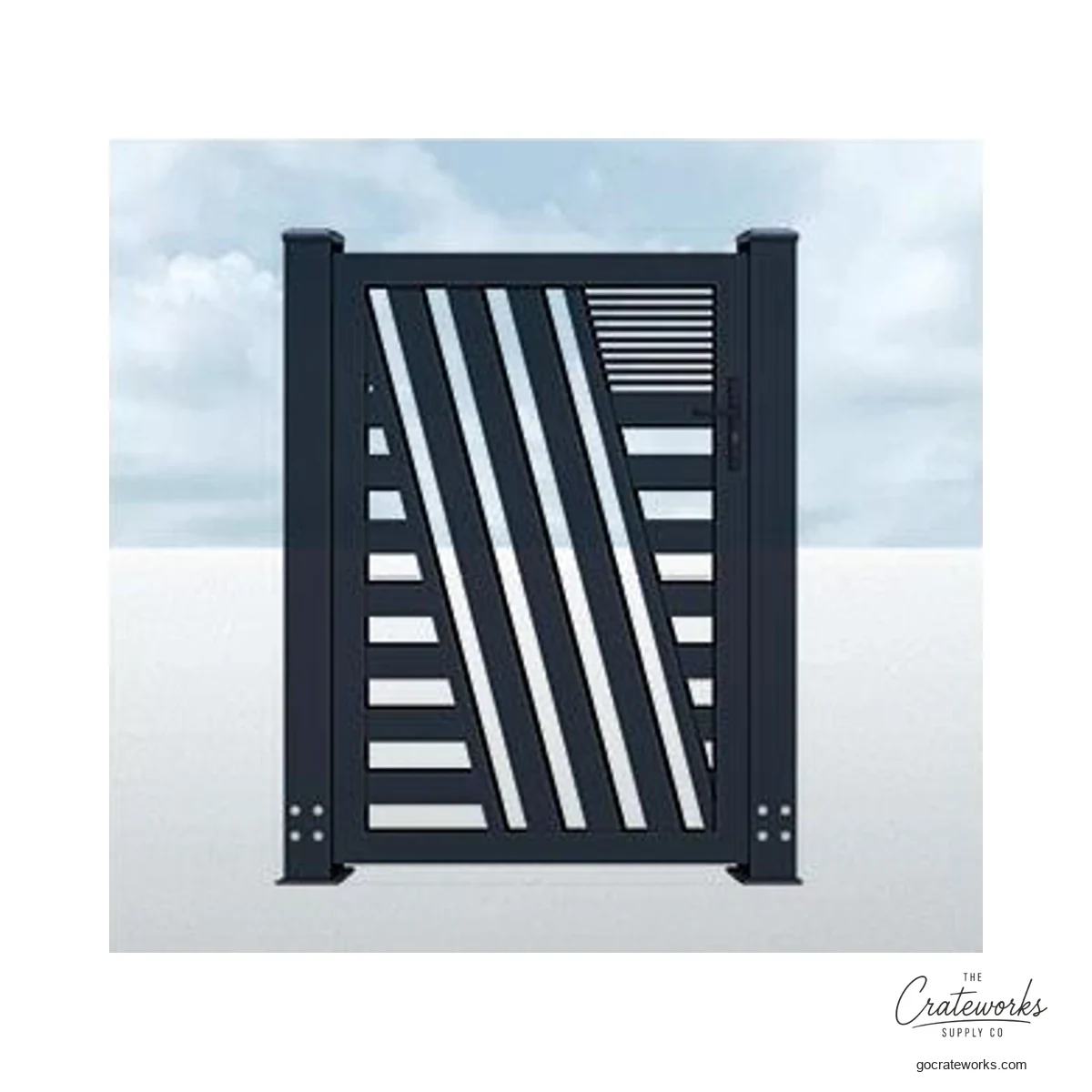 Aluminum Pedestrian Gate, Two-Tone Diagonal Split