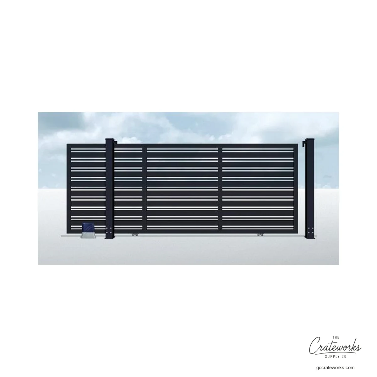 Aluminum Narrow-Louver Track-Sliding Gate