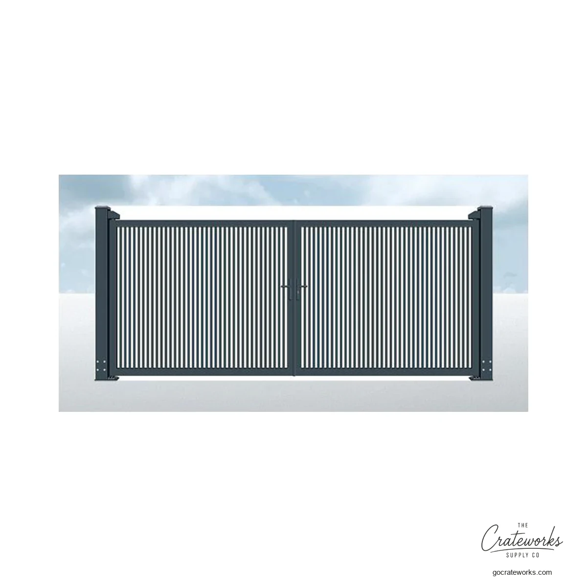 Aluminum Vertical-Picket Double-Swing Gate