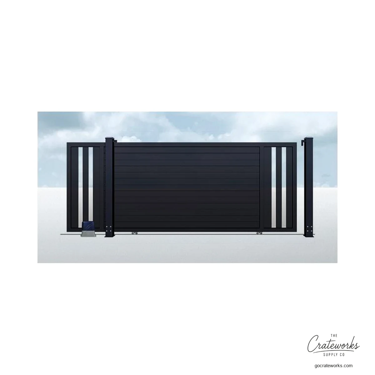 Aluminum Track-Sliding Gate with Twin Dash Accent