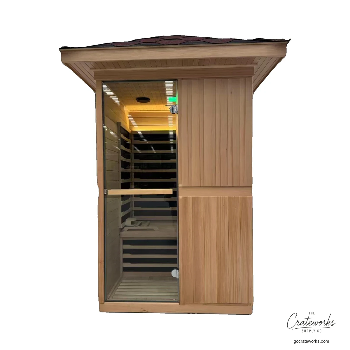 Outdoor Infrared Sauna, Wide-Eave Roof