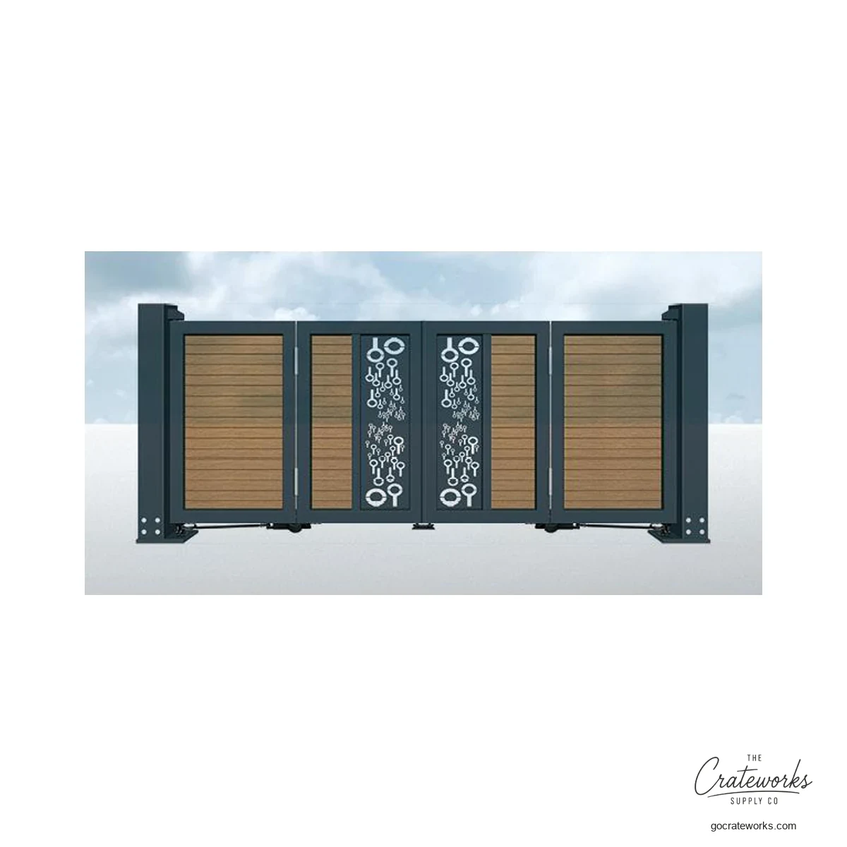 Wood-Look Folding Gate with Hanging-Charm Cutout, 4-Leaf