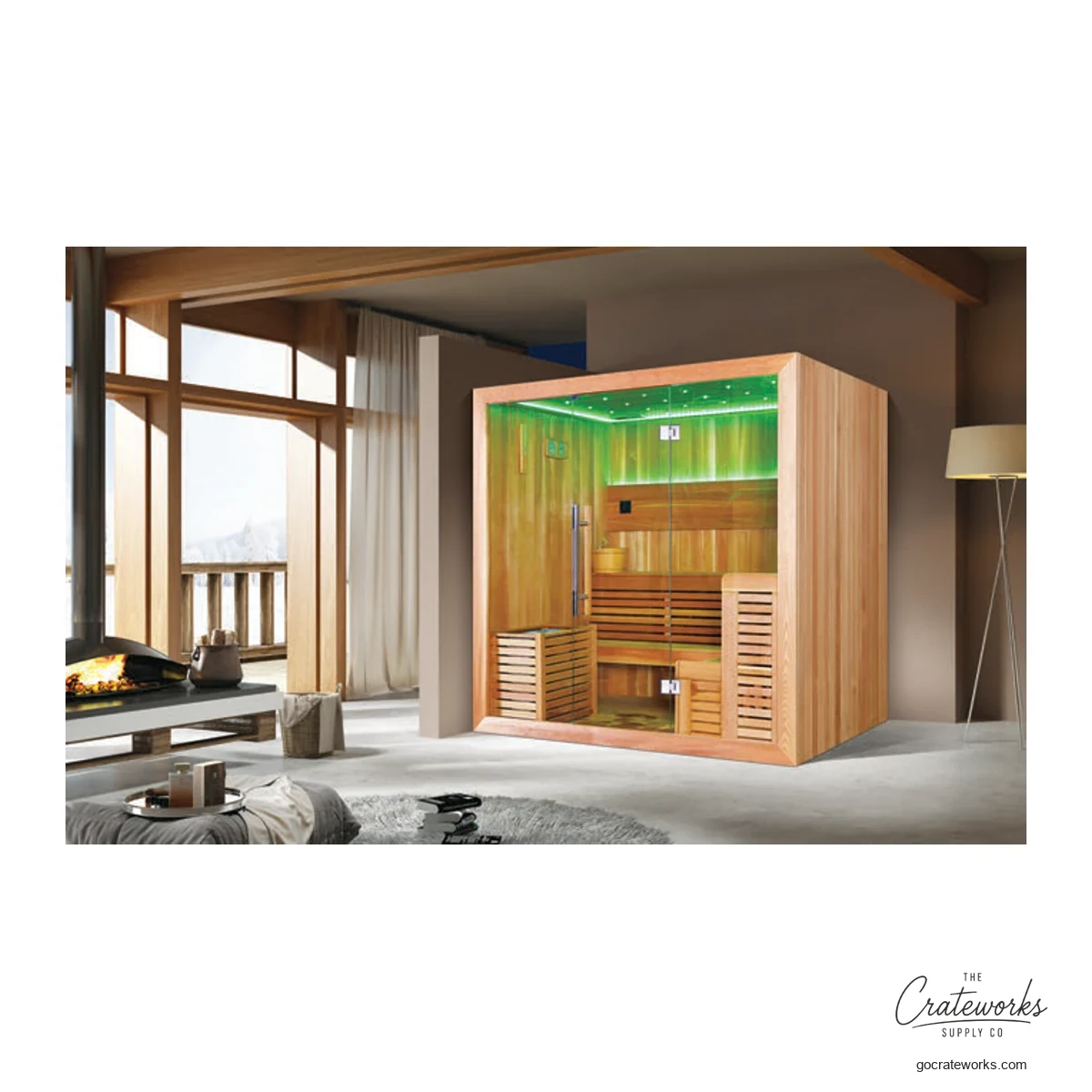 Cedar wood Sauna Room, 2000x1500x (plank-wood interior)
