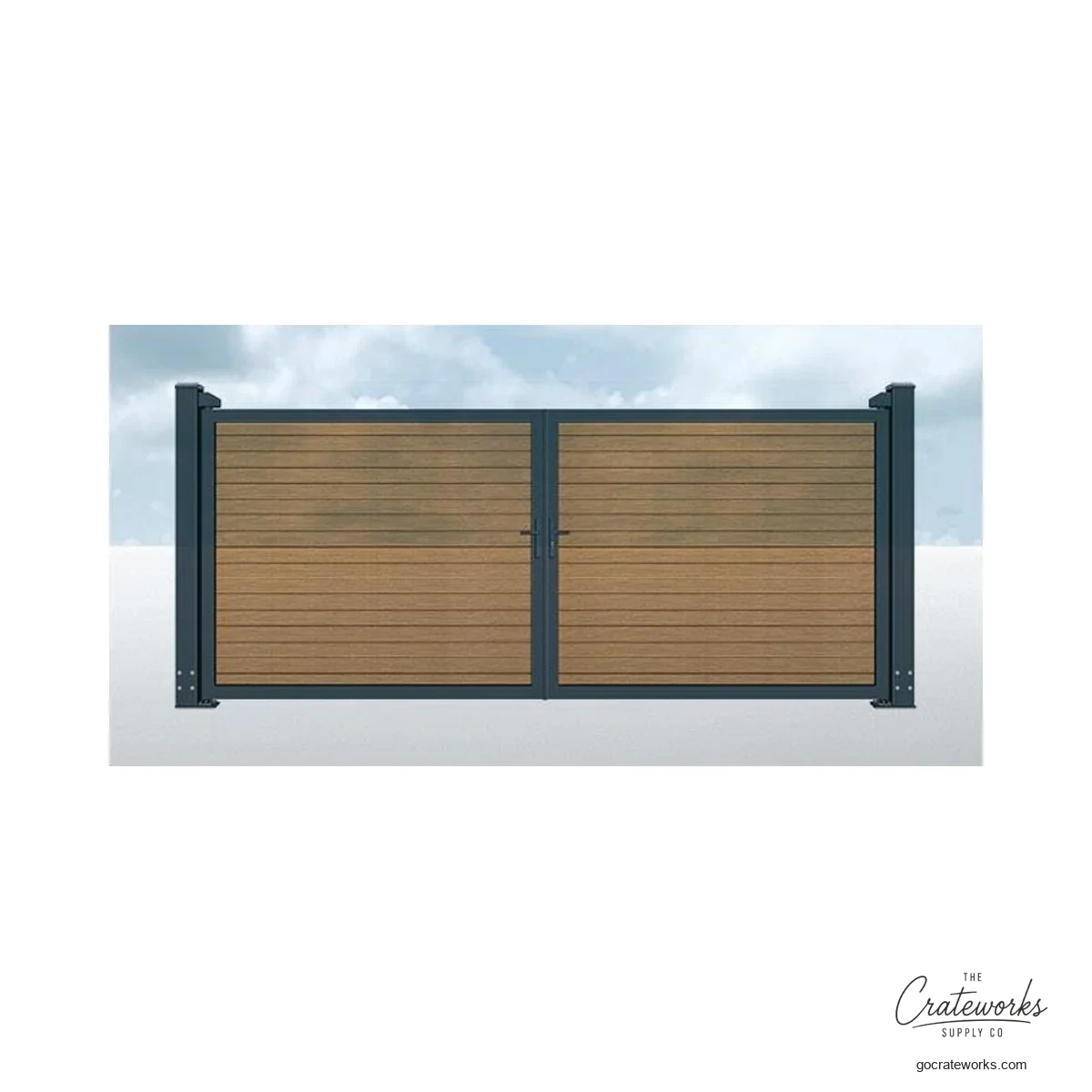 Wood-Look Double-Swing Gate, Honey Oak