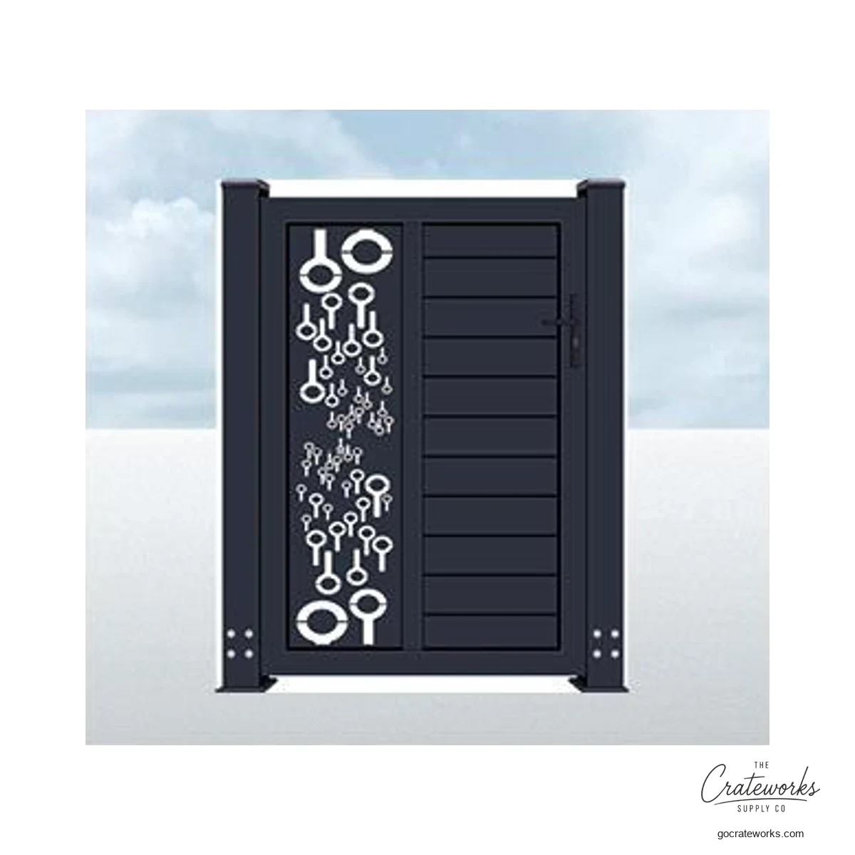 Aluminum Pedestrian Gate with Hanging-Charm Cutout, Split