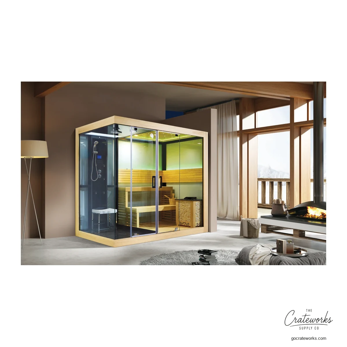 Africa spruce Steam & Shower Sauna Combo, 2520x1500x