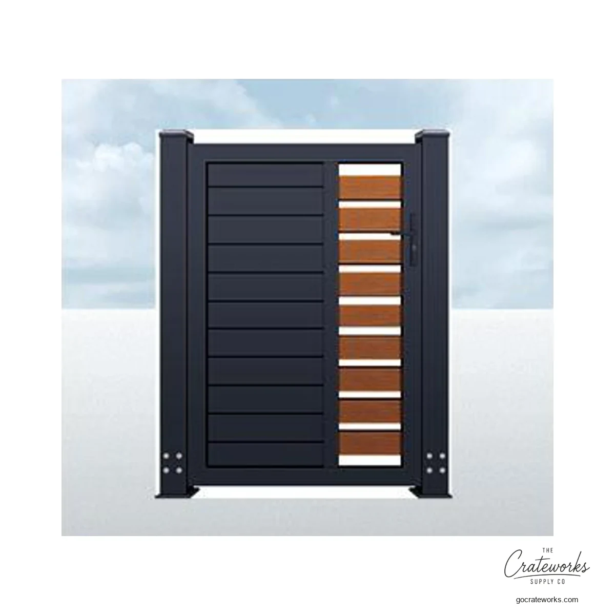 Aluminum Pedestrian Gate with Wood-Look Band