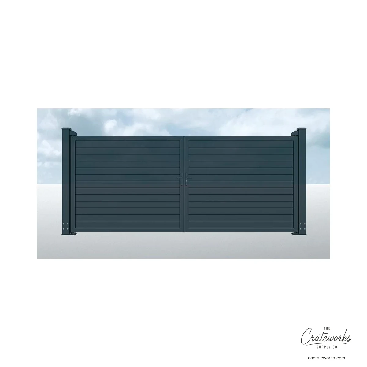 Aluminum Louvered Double-Swing Driveway Gate