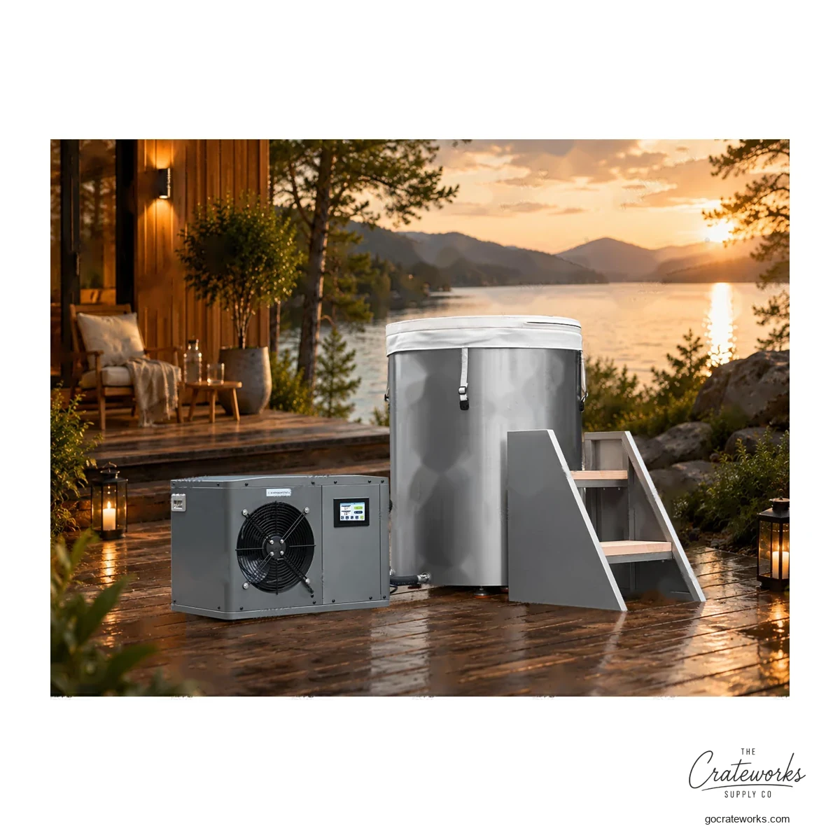 Round Stainless Cold Plunge Tub with Entry Steps