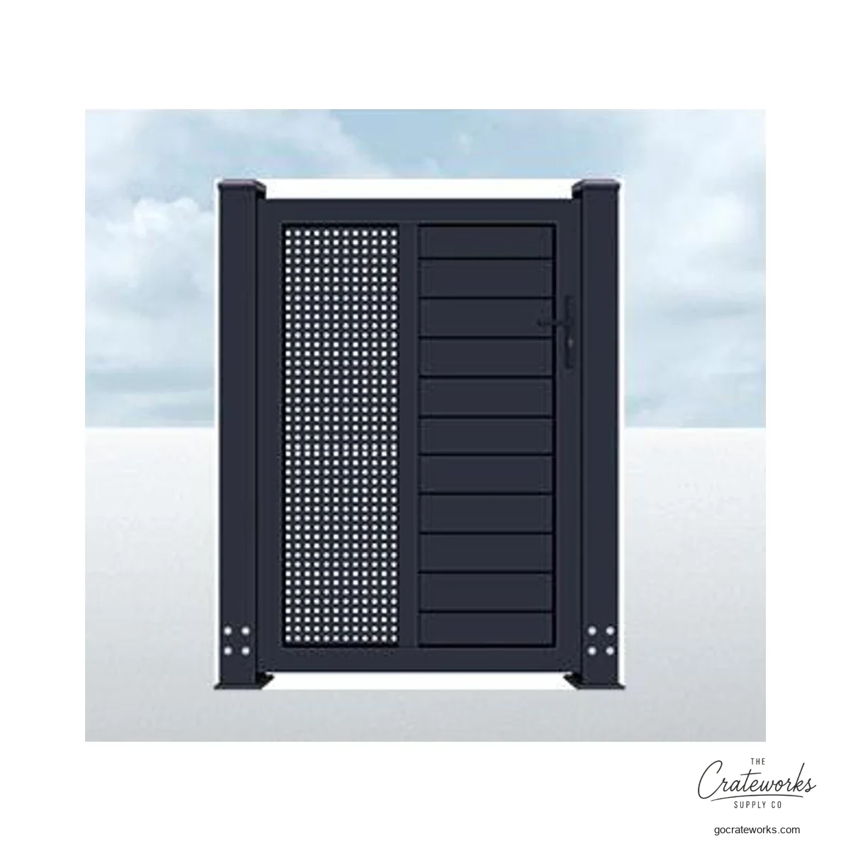 Aluminum Pedestrian Gate, Mesh and Louver Split