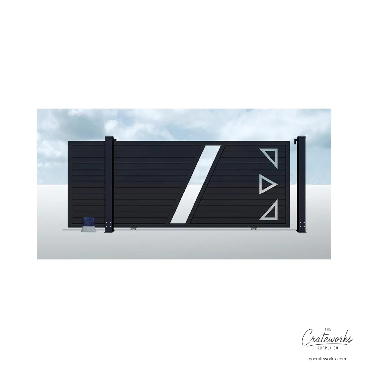 Aluminum Track-Sliding Gate with Diagonal and Triangle Cutout