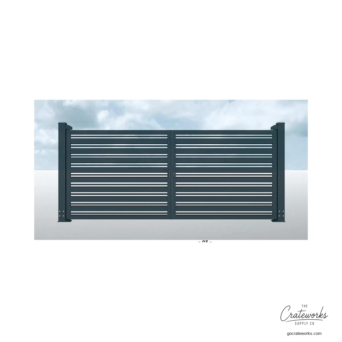 Aluminum Ribbed-Slat Double-Swing Gate