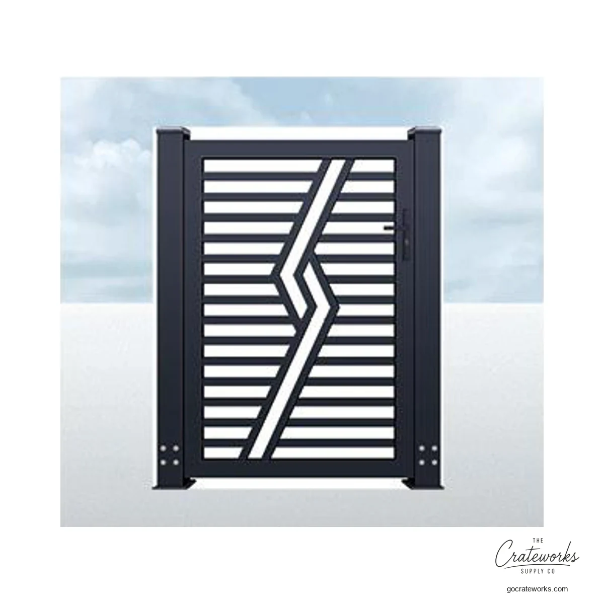 Aluminum Pedestrian Gate with Chevron Accent, Split