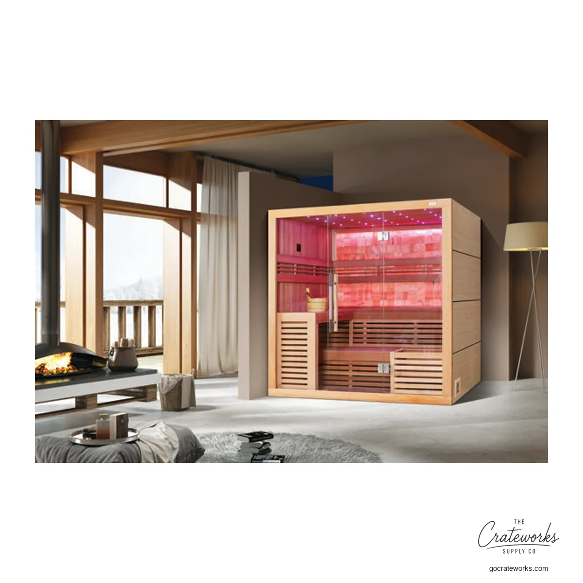 Cedar wood Sauna Room with Jade & Stone Accent, 2000x1700x