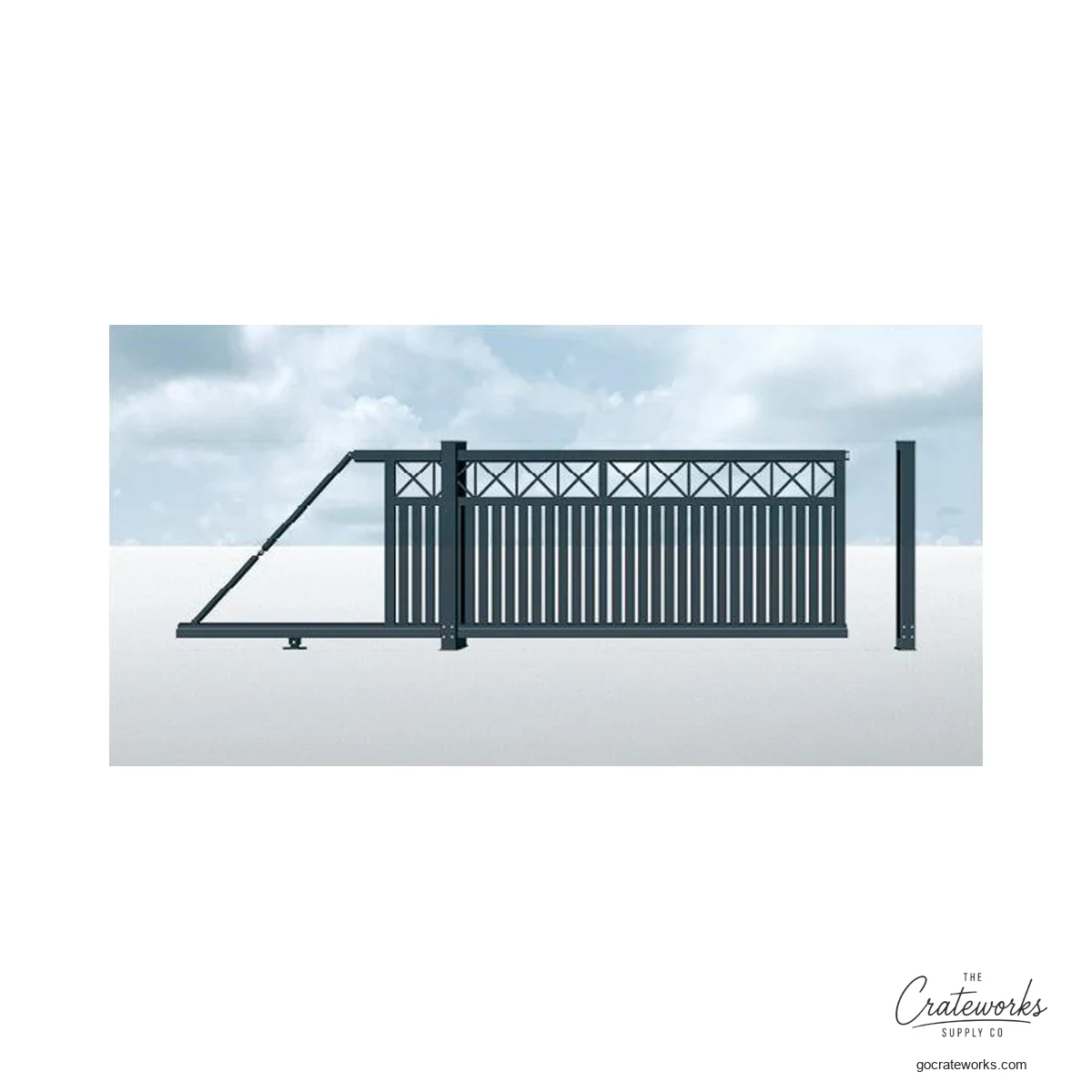 Aluminum Cantilever Sliding Gate, Lattice Top over Louver
